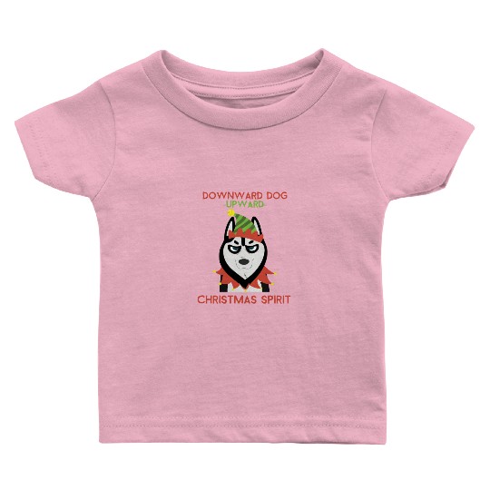 Downward Dog, Upward Christmas Spirit Baby T Shirts