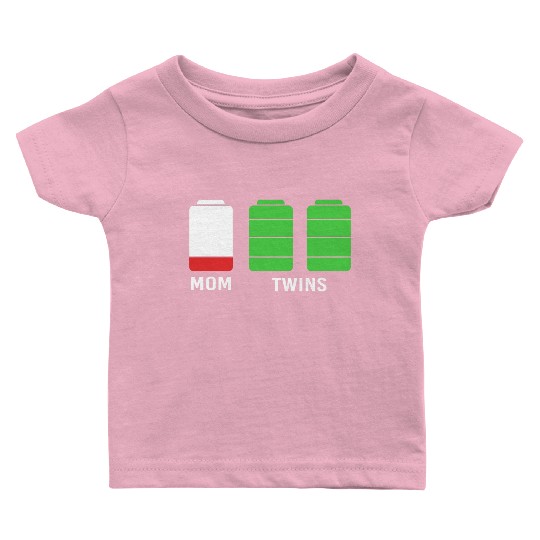 Funny Birthday Mama Twin Mom Low Battery Baby T Shirts