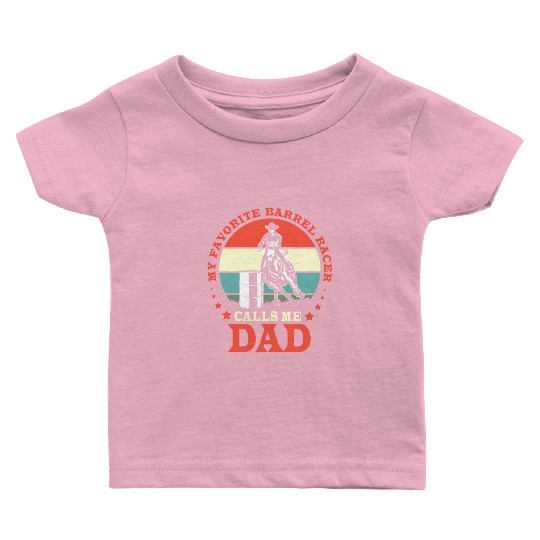 Retro Horse Riding Fathers Day Barrel Racing Dad Baby T Shirts