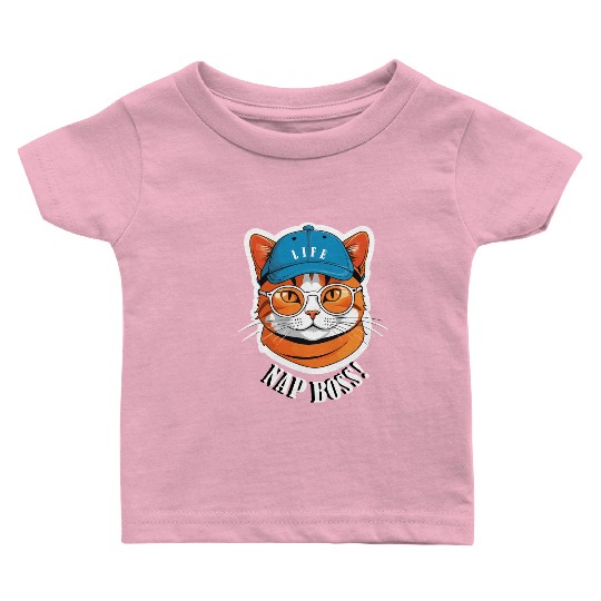 Cat Nap Boss with Cap and Sunglasses Baby T Shirts