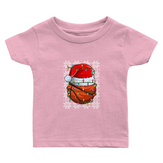 Basketball Christmas Lights Baby T Shirts