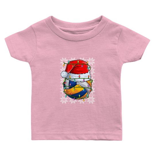 Volleyball Christmas Lights Baby T Shirts