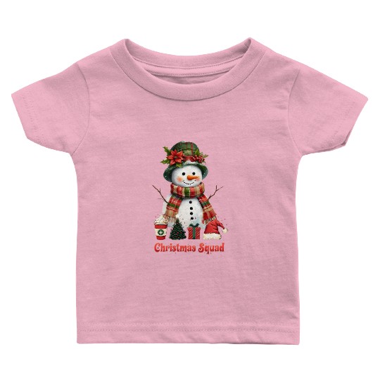 Snowman Christmas Family Gathering Baby T Shirts