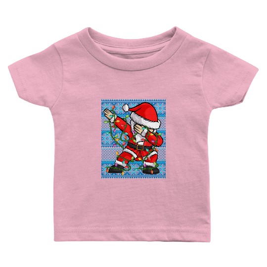 Dabbing Santa Christmas Lights Baby T Shirts