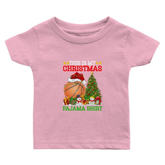 Basketball Christmas Tree Lights Baby T Shirts