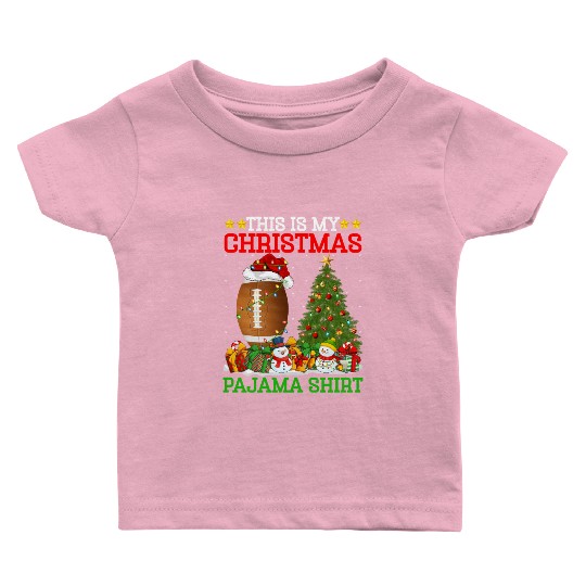 American Football Christmas Tree Lights Baby T Shirts