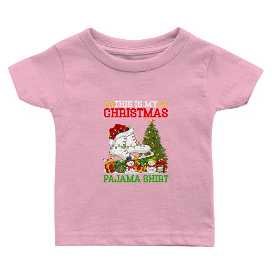 Ice Skating Christmas Tree Lights Baby T Shirts