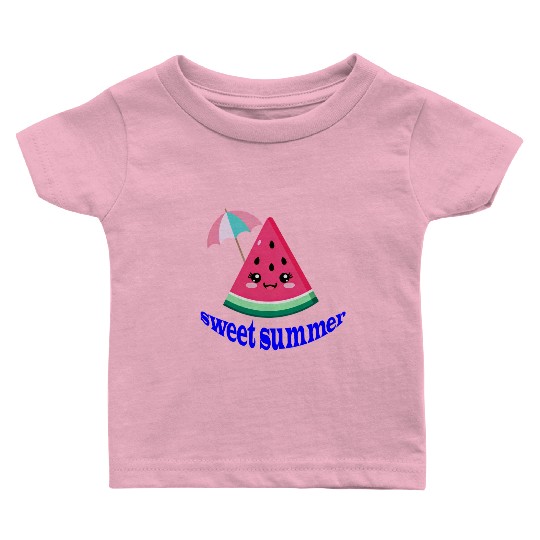 Playful Watermelon Summer Design Baby T Shirts