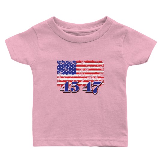 Distressed American Flag with Numeric Overlay Baby T Shirts