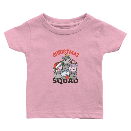 Hippo Christmas Tree Christmas Squad Hippos Baby T Shirts