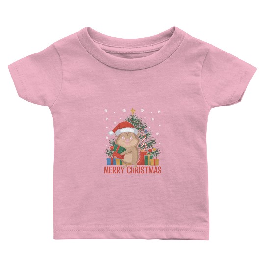 Christmas Hedgehog Santa Hat Baby T Shirts