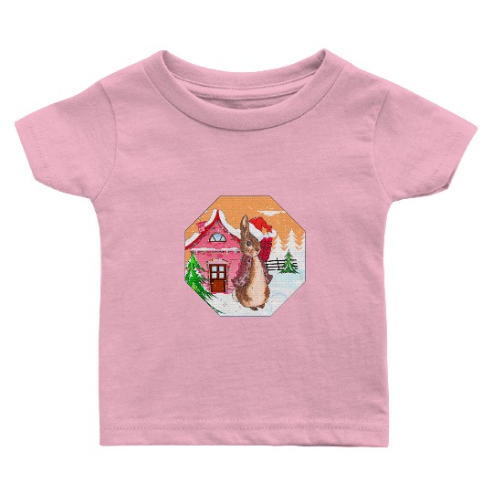 A rabbit walking on Christmas Day Baby T Shirts