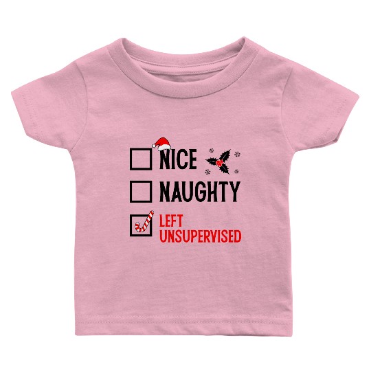 Left Unsupervised Christmas Checklist Baby T Shirts