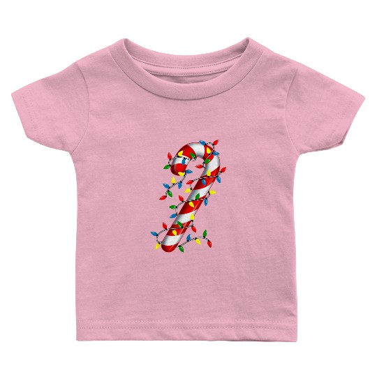 Candy Cane Merry and Bright Christmas Lights Candy Baby T Shirts