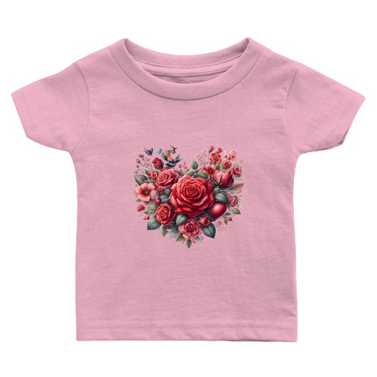Heart Roses, Valentines Day Baby T Shirts