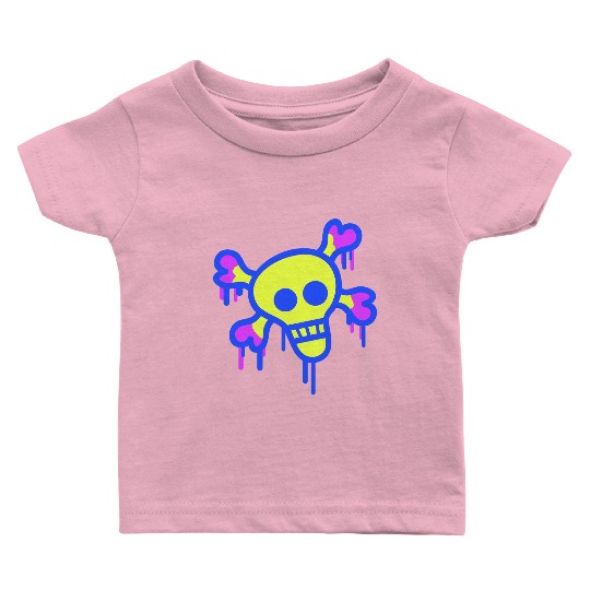 Pirate Skull and Bones Skeleton Graffiti Drops Fun Baby T Shirts