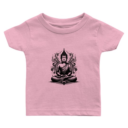 Energy Flow Yoga Flowers Buddha Tattoo Style Baby T Shirts