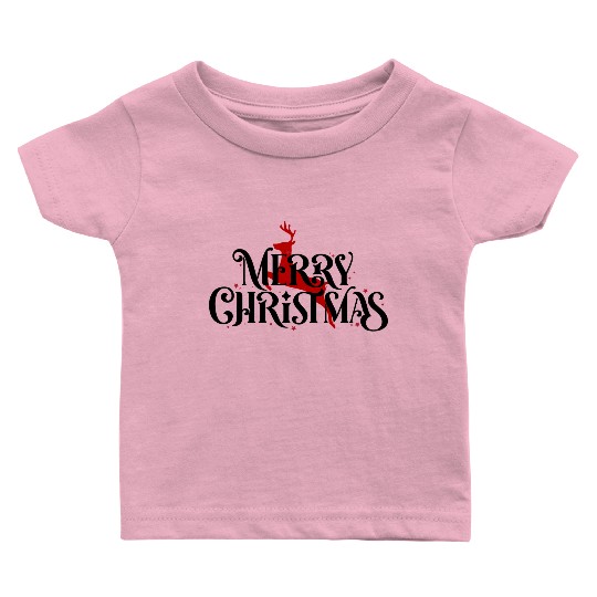 Elegant Christmas Reindeer Design Baby T Shirts
