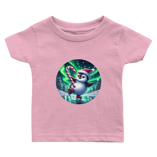 Penguin's Northern Lights Skate Baby T Shirts