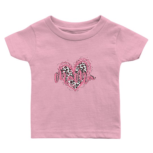 Heart Mama Valentines Pink Leopard Baby T Shirts