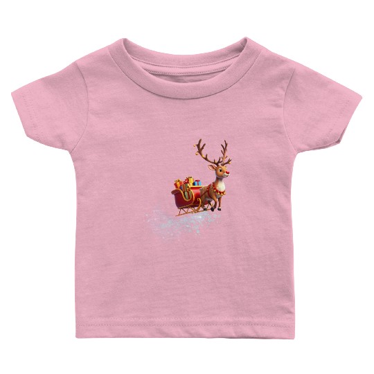 Flying Reindeer Baby T Shirts