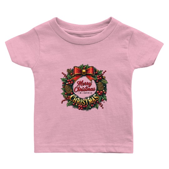 1950s Christmas Wreath - Vintage Holiday Cheer Baby T Shirts