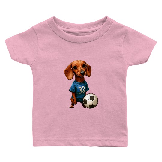 Soccer dachshund blue Baby T Shirts