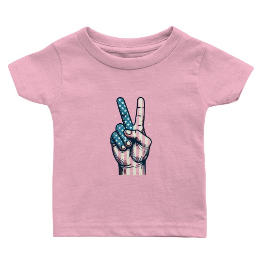 USA Flag Winner Hand Design for freedom day Baby T Shirts