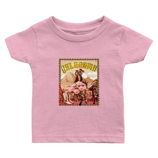 Oklahoma Cowgirl Stamp Baby T Shirts