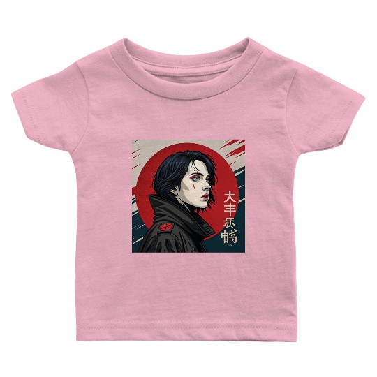 Neo-Tokyo Style: Captivating Woman in a Powerful Baby T Shirts