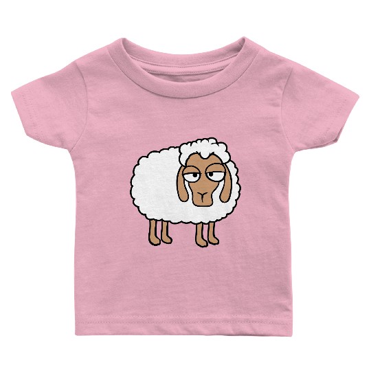 Sheep Tired Bored Look Little Sweet Lamb Bad Mood Baby T Shirts
