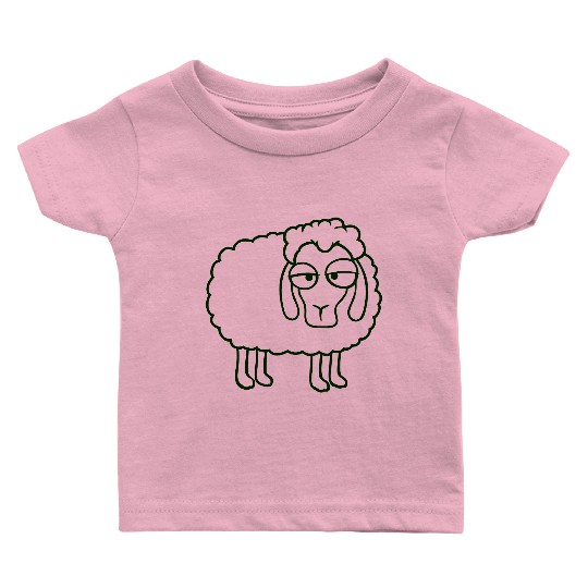 Sheep Tired Bored Look Little Sweet Lamb Bad Mood Baby T Shirts