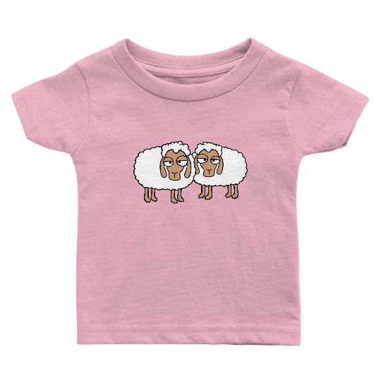 2 Sheep Tired Bored Look Team Sweet Crew Friends Baby T Shirts