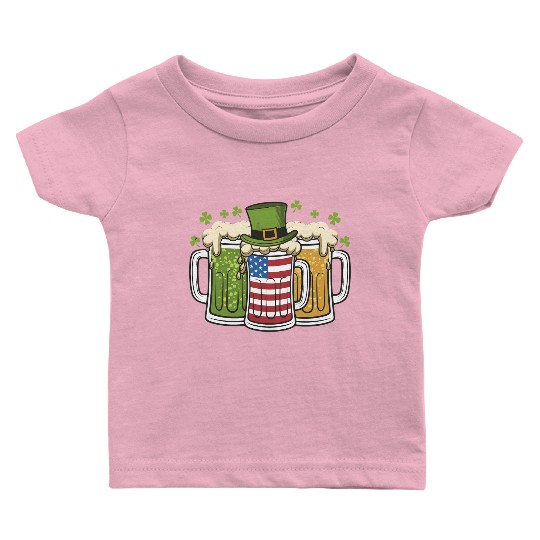 Irish Beer Ireland USA American Flag St Patrick's Baby T Shirts