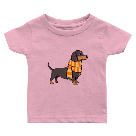 Dachshund in Winter Baby T Shirts