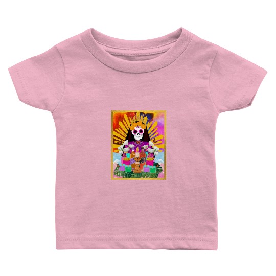Rainbow Butterfly Santa Muerte Baby T Shirts