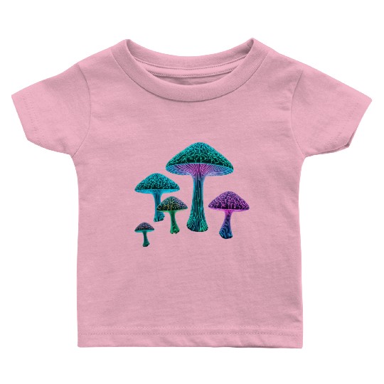 Psychedelic Neon Fungi Glow Baby T Shirts
