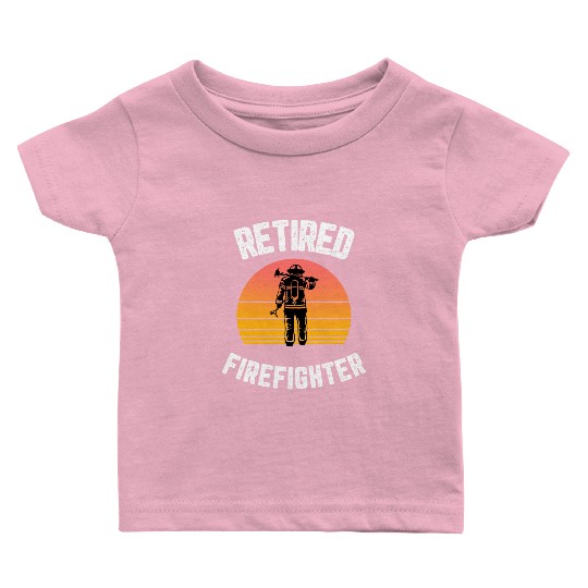 Retired Firefighter Vintage Sunset Silhouette Baby T Shirts