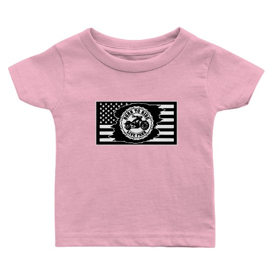 American Flag Motorcycle Born To Ride Baby T Shirts