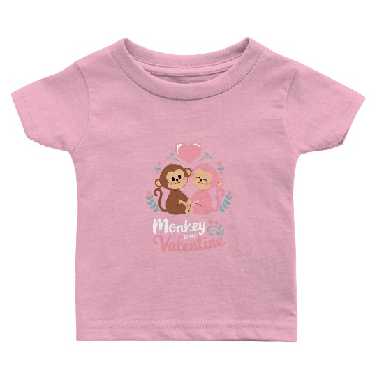 Monkey is my valentine Baby T Shirts