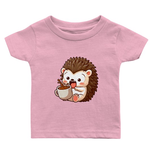 Hedgehog Caffeine Comic funny shocked hedgehog Baby T Shirts