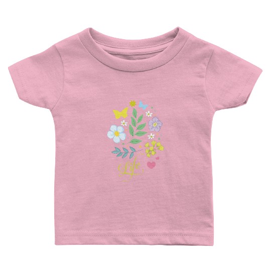 Beautiful Flowers Life Butterfly Spring soft color Baby T Shirts