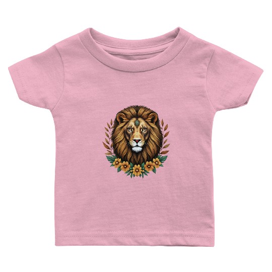 Royal Floral Lion Design Baby T Shirts