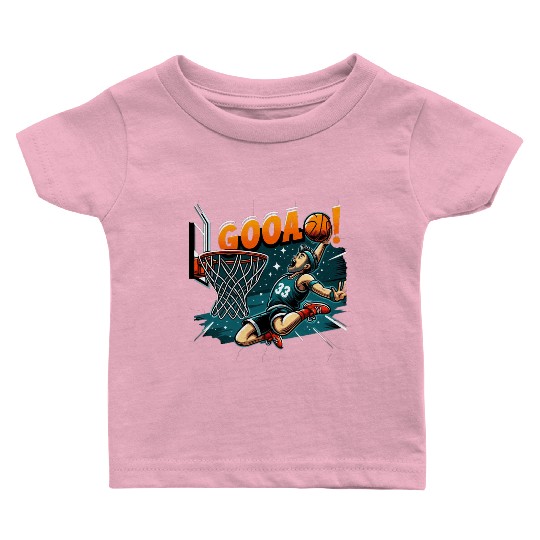 Dynamic Basketball Slam Dunk Illustratio Baby T Shirts