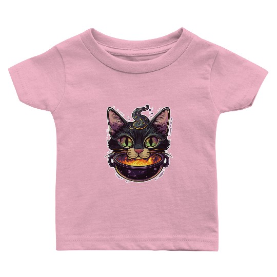 Cat Boiler Cat Witch Halloween Baby T Shirts