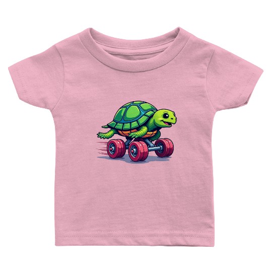 Turbo Turtle: Speed on Wheels Baby T Shirts