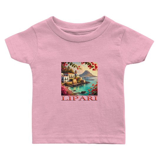 Lipari Volcano Mediterranean Terracotta Vacation Baby T Shirts