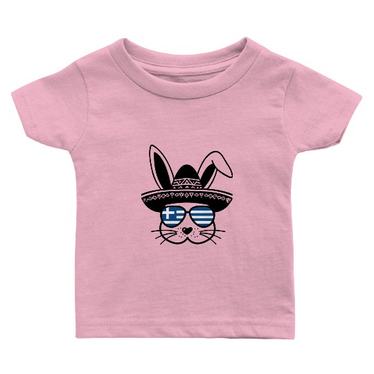 Easter Rabbit Bunny Easter Greece Flag Funny Baby T Shirts