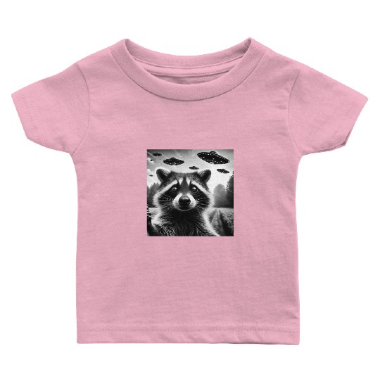 Racoon trash panda Funny Graphic Selfie UFOs Weir Baby T Shirts