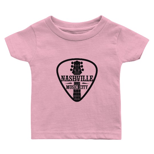 Nashville Music City Guitar Pick Baby T Shirts